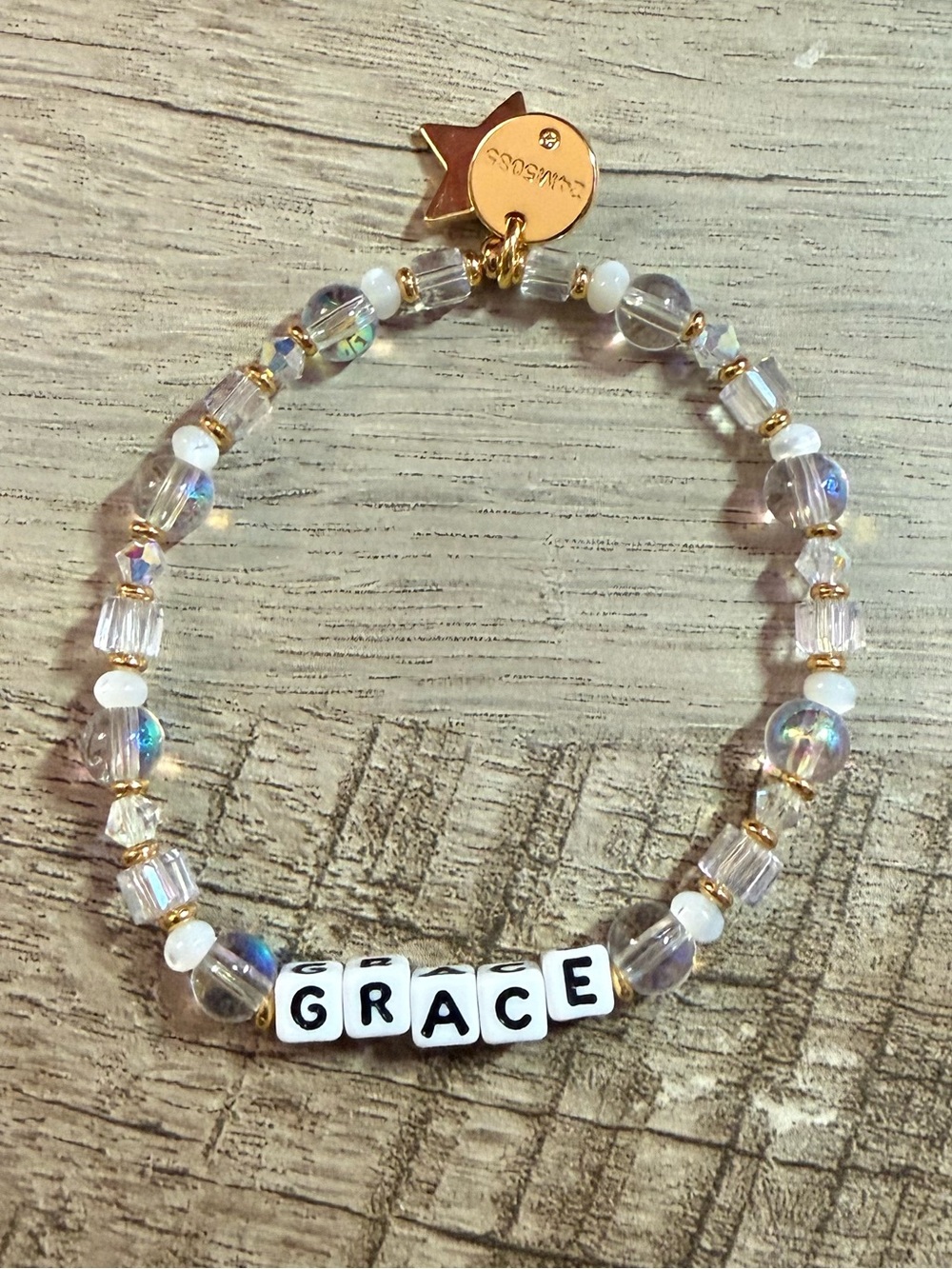 Little Words Project ‘Grace’ White Beaded Bracelet - Size S/M